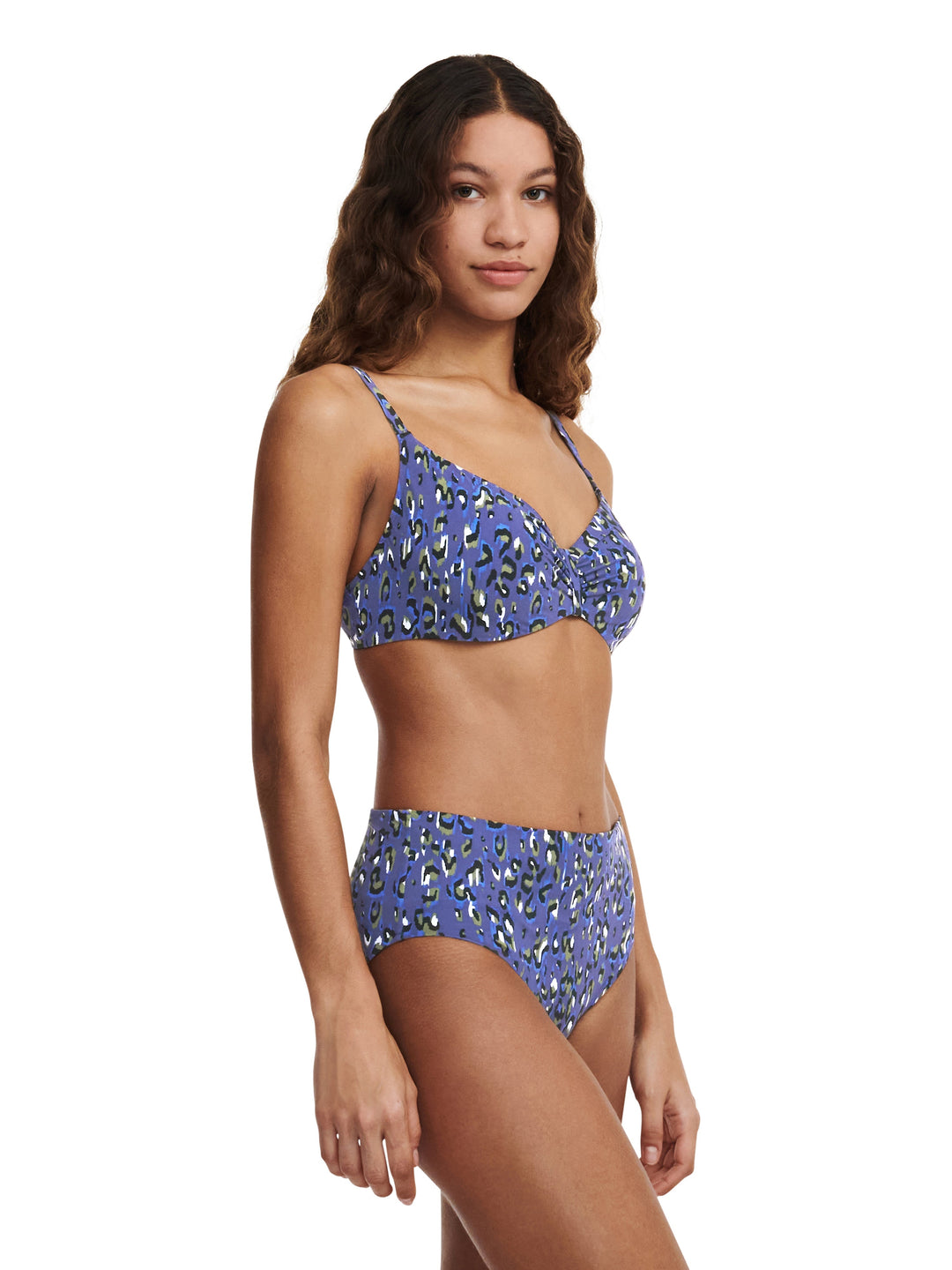 Chantelle Swimwear Eos Full Brief - Blauer Leoparden-Bikini-Slip Chantelle