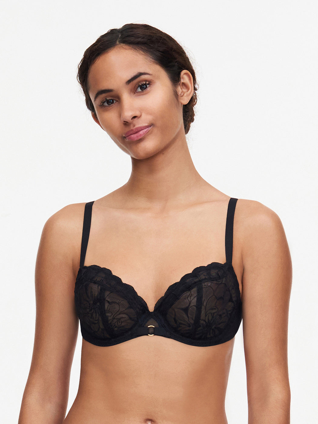 Reggiseno Chantelle Fleurs con ferretto - Reggiseno nero a coppa intera Chantelle