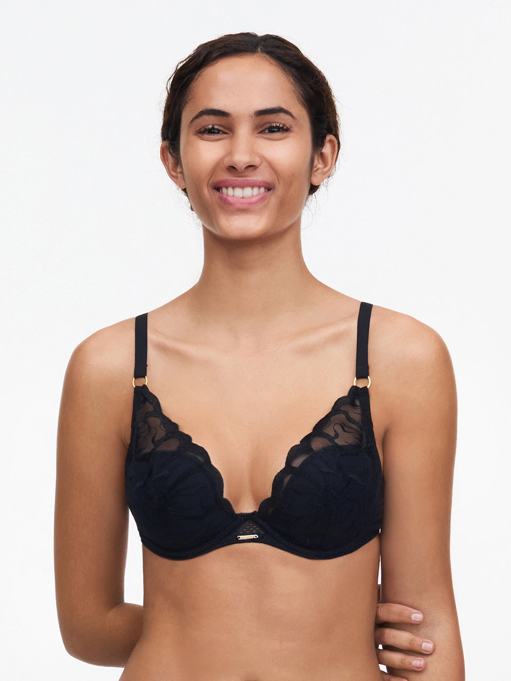 Reggiseno con scollo profondo Chantelle Fleurs - Reggiseno con scollo profondo nero Chantelle