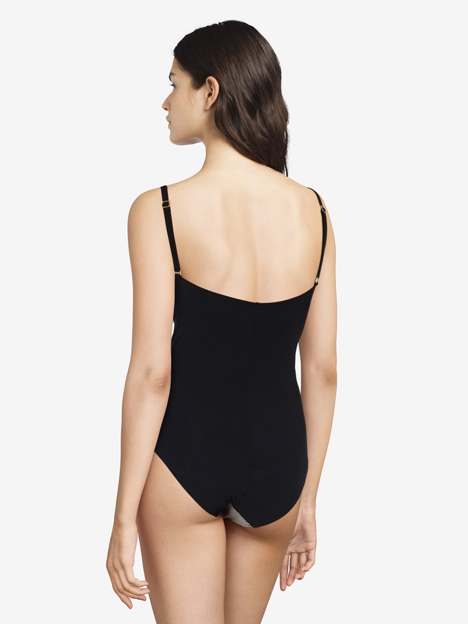 Chantelle Vibrant Half-Cup Memory Swimsuit - Black Lurex Half Cup Bikini Chantelle Swimwear