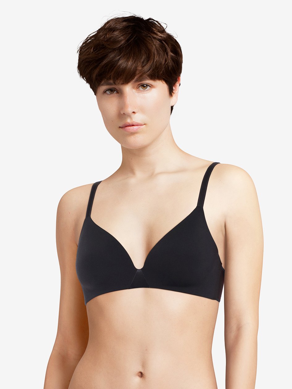 Chantelle Invisible Regina Wirefree Triangle T-Shirt Bra - Black Triangle Bra Chantelle