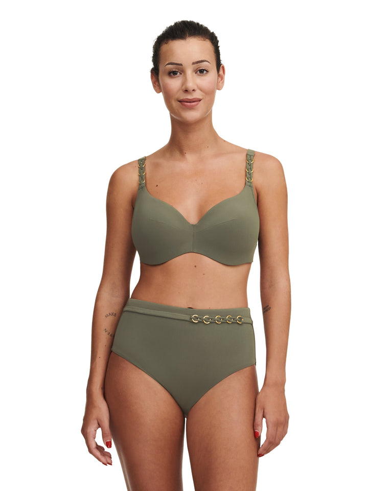 Chantelle Traje de baño Braga de bikini completa con emblema - Braguita de bikini completa verde caqui Chantelle