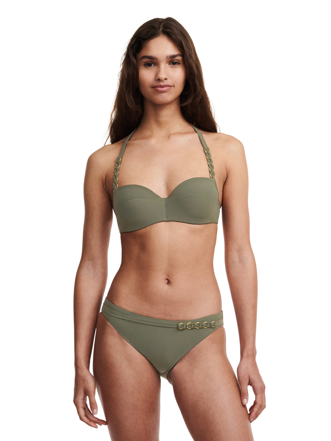 Chantelle Swimwear Emblem Half-Cup Memory Bikini - Khaki Green Half Cup Bikini Chantelle 