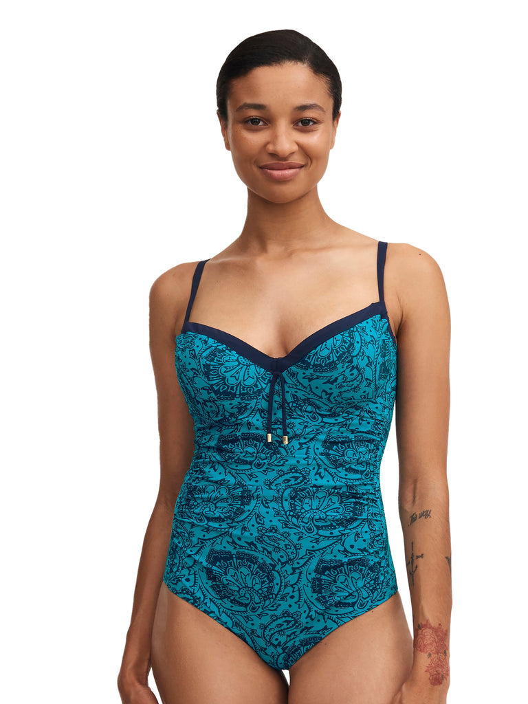 Chantelle Swimwear Flowers Covering Underwired Swimsuit Adjustable