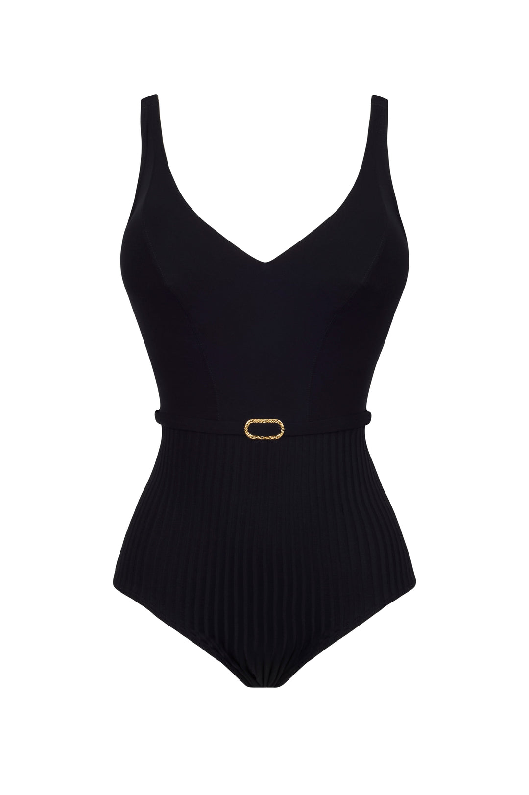 Empreinte - Iconic Bügel-Badeanzug mit V-Ausschnitt Schwarzer Badeanzug mit tiefem Ausschnitt Empreinte Bademode