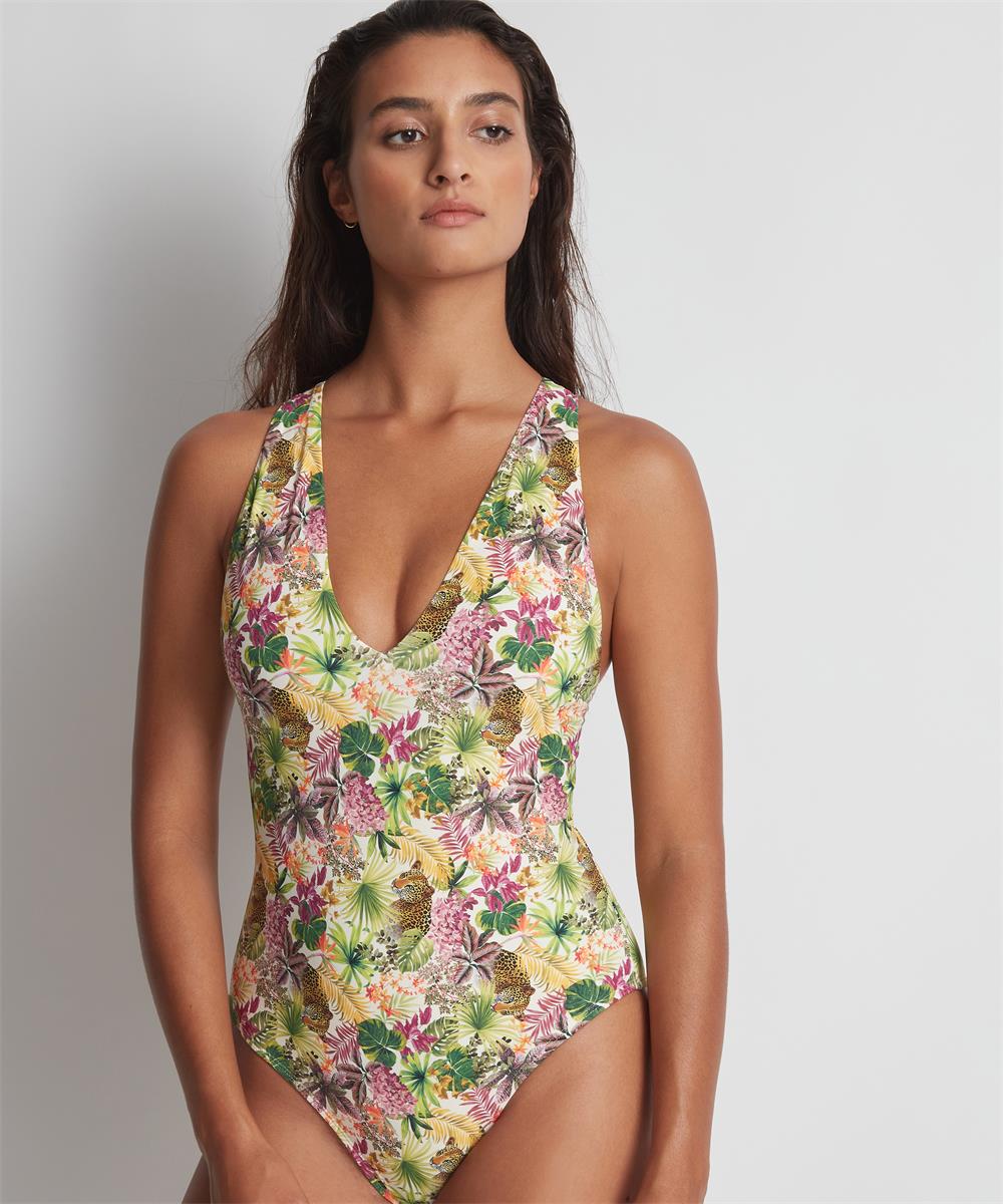 Купальники Aubade Exotic Fever Soft One Swimsuit - Легкий тропический купальник с глубоким вырезом Aubade Swimwear