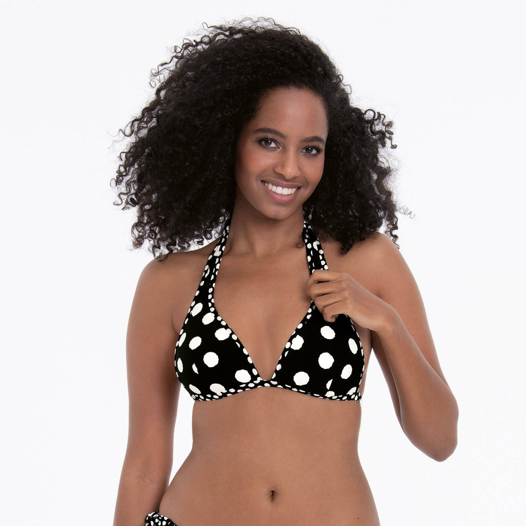 Top bikini Rosa Faia Mina - Bikini con scollo profondo nero-bianco Costumi da bagno Rosa Faia