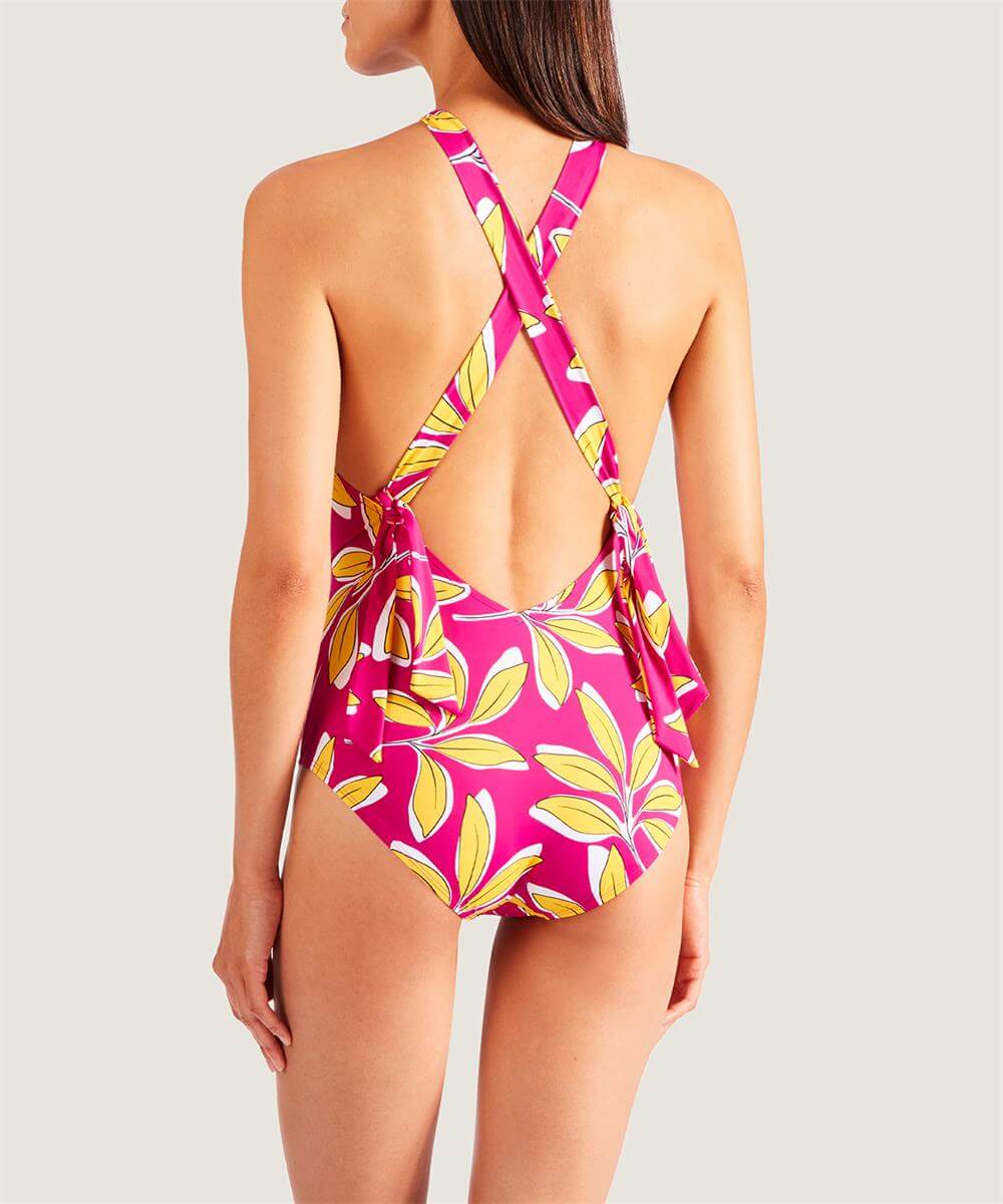 Aubade Danse De Feuilles Weicher Einteiler-Badeanzug – Hawaien Rose Baiser Badeanzug mit besonderem Ausschnitt Aubade Bademode