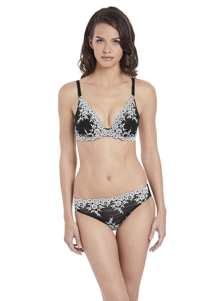 Wacoal - Soutien-gorge à armatures plongeant en dentelle Embrace Soutien-gorge plongeant noir Wacoal