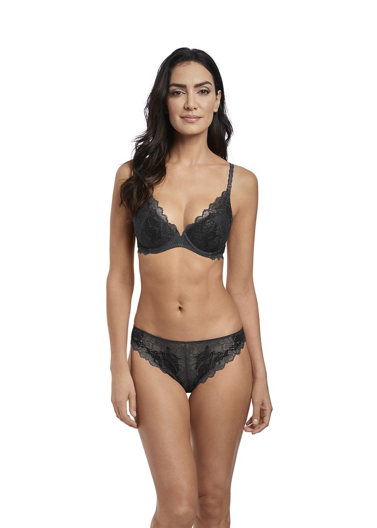 Wacoal - Spitze Perfektion Plunge Push Up BH Charcoal Plunge_Bra Wacoal