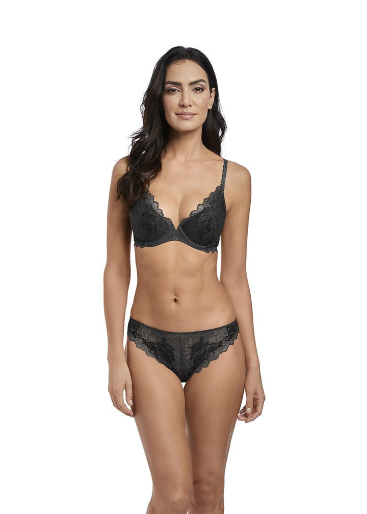 Wacoal - Lace Perfection Plunge Push Up Bra Charcoal