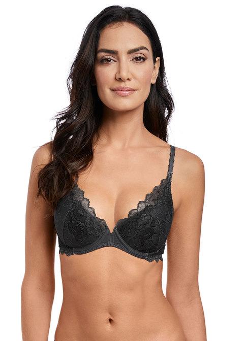 Wacoal - Sujetador Empuje Empotrable Perfección Encaje Plunge Charcoal_Bra Wacoal