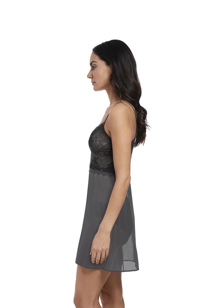 Wacoal - Кружевная безрукавка Chemise Charcoal Nightwear Wacoal