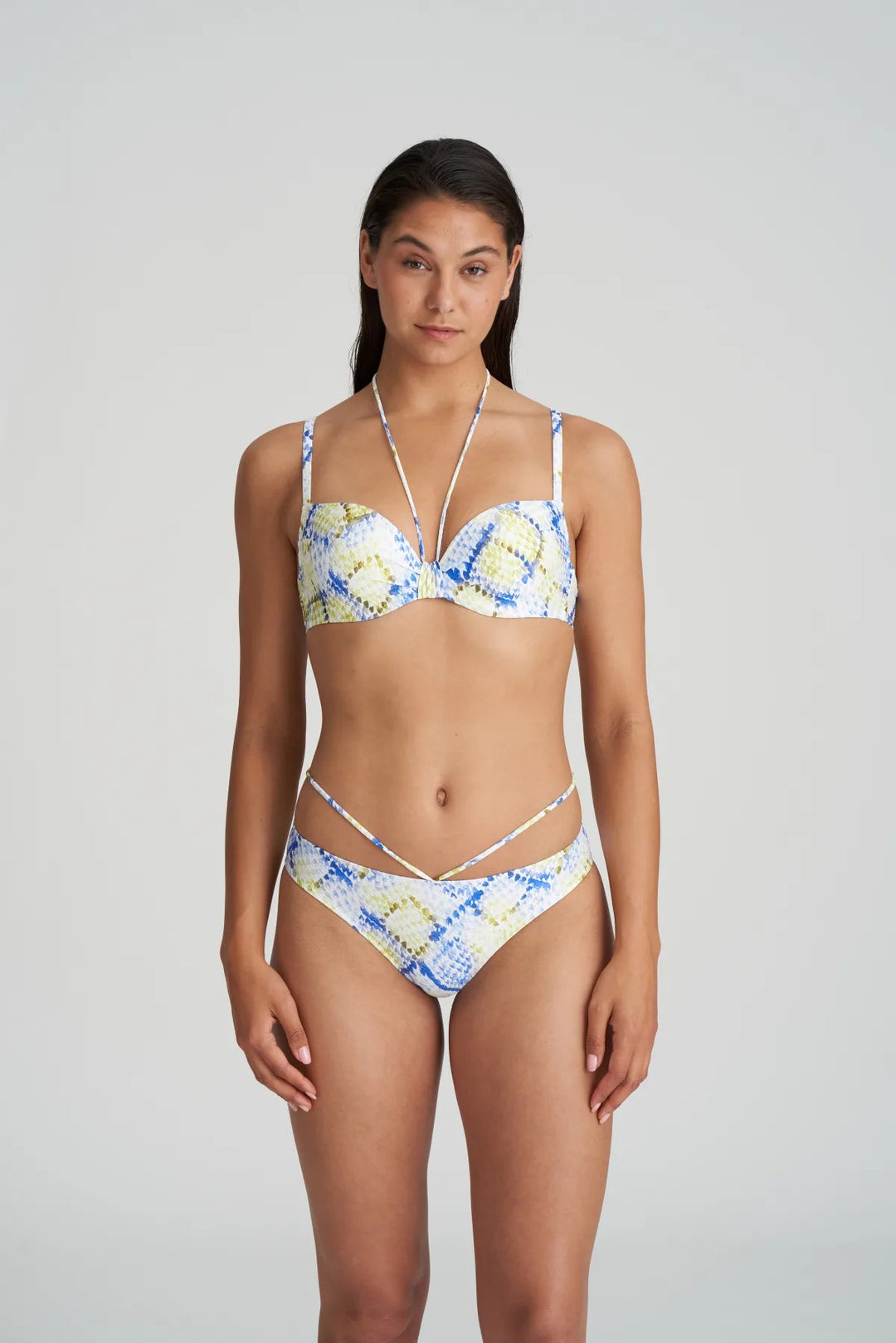 Marie Jo Swimwear Lundey Padded Plunge Bikini Top - Lime Snake Plunge Bikini Marie Jo Swimwear 