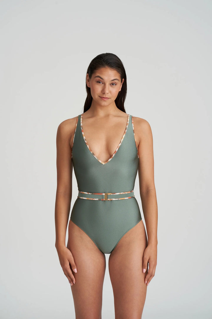 Marie Jo Swimwear Crete Plunge Swimsuit Wireless - Inca Gold Plunge Swimsuit Marie Jo Swimwear 