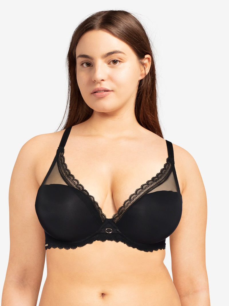 Chantelle Parisian Allure Plunge T-Shirt Bra - Black Plunge Bra Chantelle